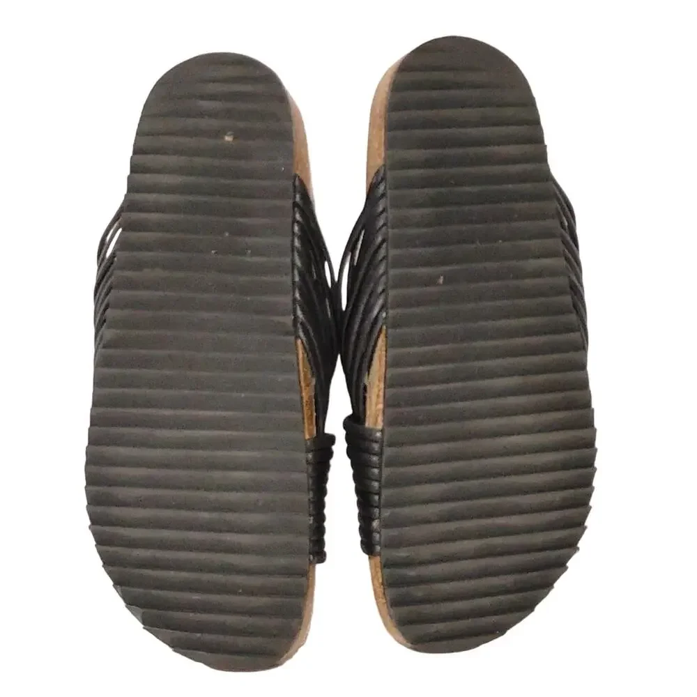 Loeffler Randall Petra Platform Sandals Crisscross Strappy Black Womens Size 7